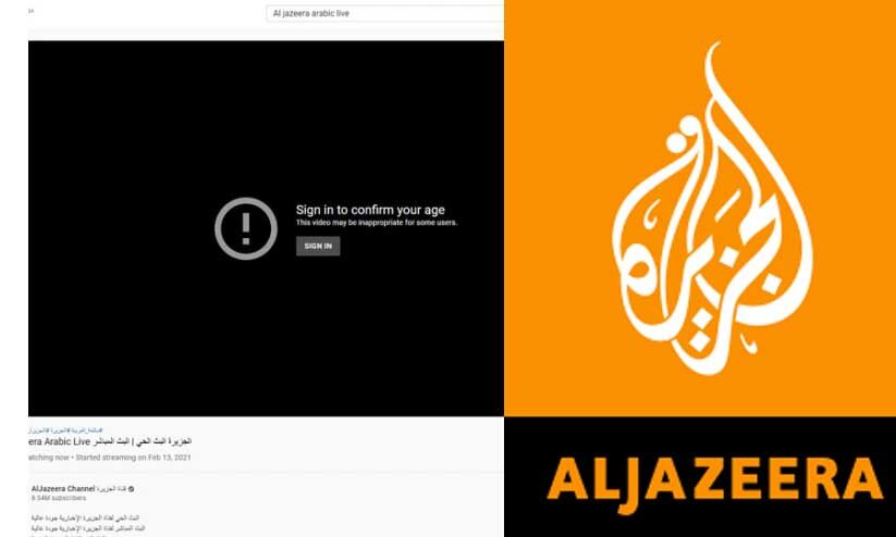 Israeli Massacre In Gaza Al Jazeera Channel Restricted By Youtube Youtube Age Restriction On Al Jazeera Arabic Live Stream Newsdir3