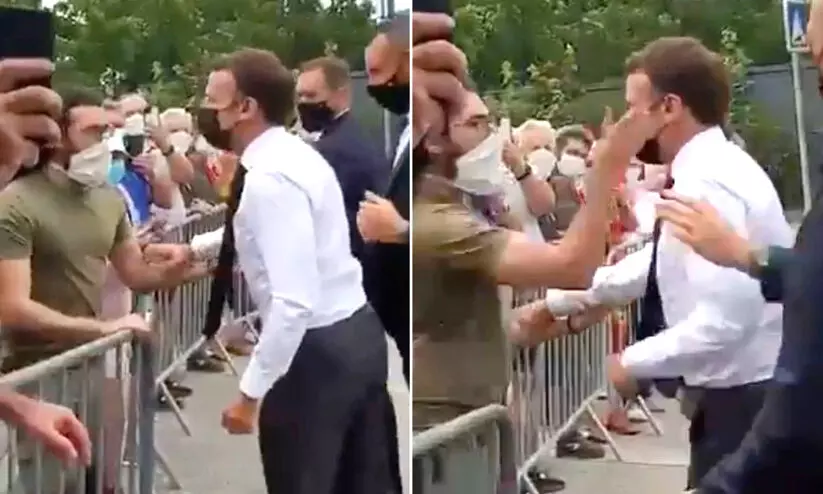 Emmanuel Macron slapping