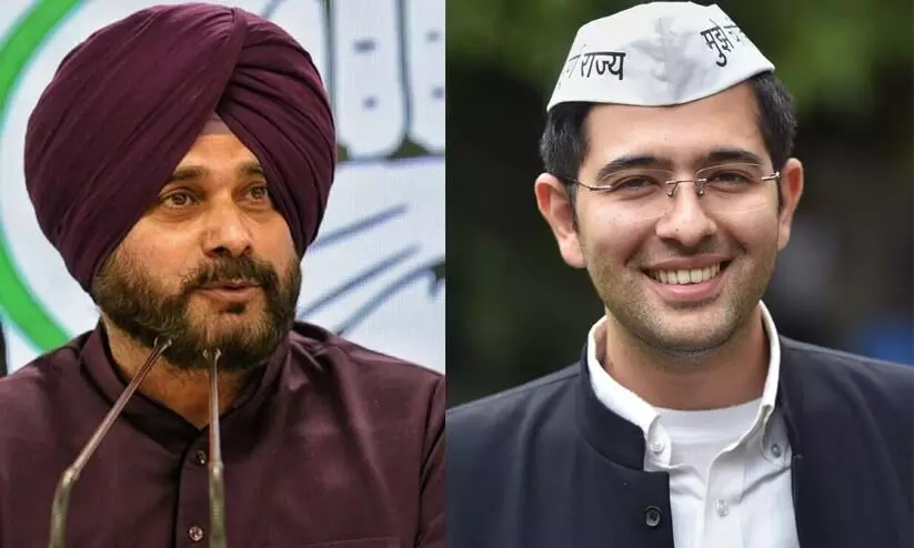 Navjot Singh Sidhu and Raghav Chadha