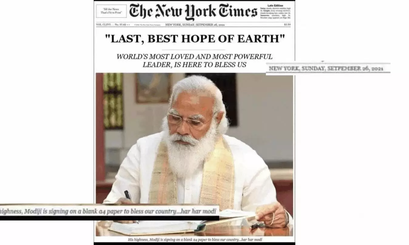 Photoshopped Image of NYT Front Page Praising PM Modi Goes Viral