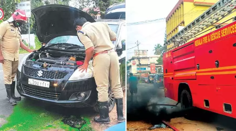 ഒാടിക്കൊണ്ടിരുന്ന കാറിൽനിന്ന്​ പുക