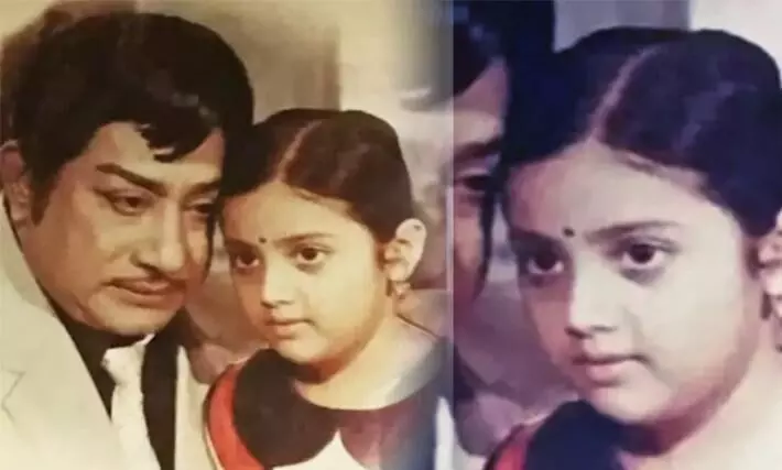 south indian actress with sivaji ganesan childhood photo