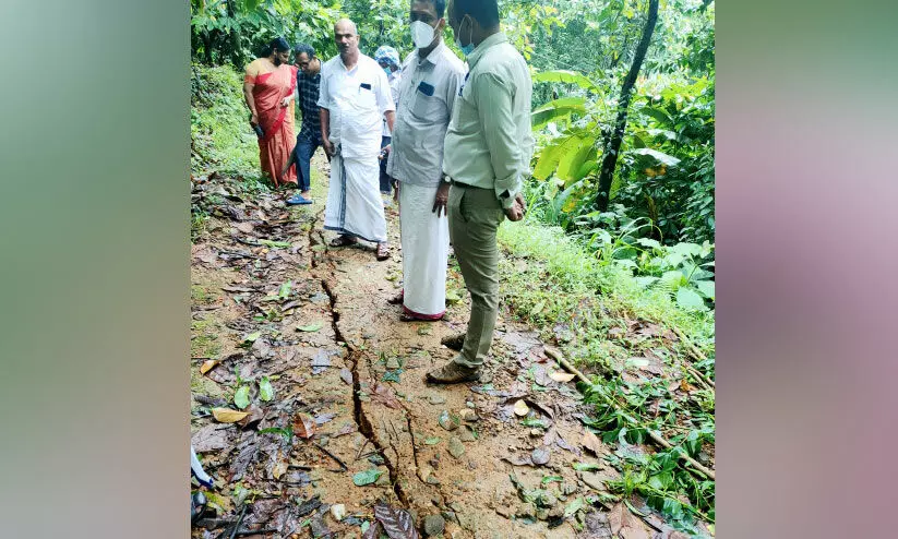 ഭൂമിയിലെ വിള്ളൽ; റവന്യൂ, പഞ്ചായത്ത് സംഘം സന്ദർശിച്ചു