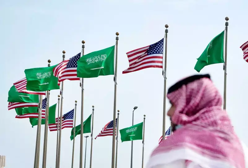 saudi us flag in jeddah roads