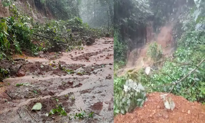 കാസർകോട്ട് ഉരുൾപൊട്ടി; ജനവാസമേഖലയിലേക്ക് വെള്ളമൊഴുകി, ഗതാഗത തടസം