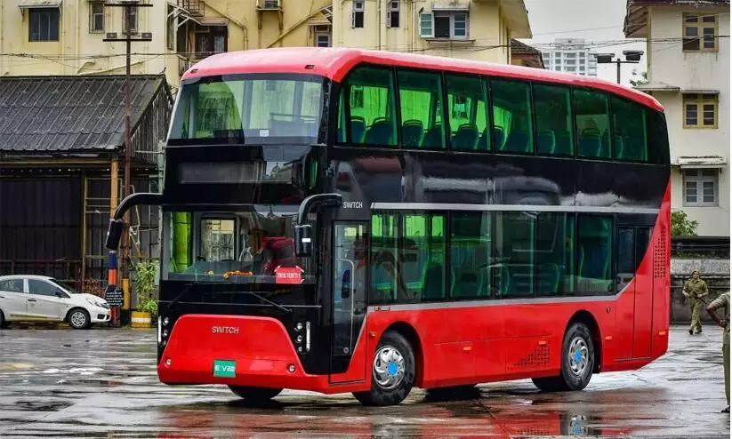 Mumbai Nitin Gadkari unveils Indias first double-decker electric AC bus