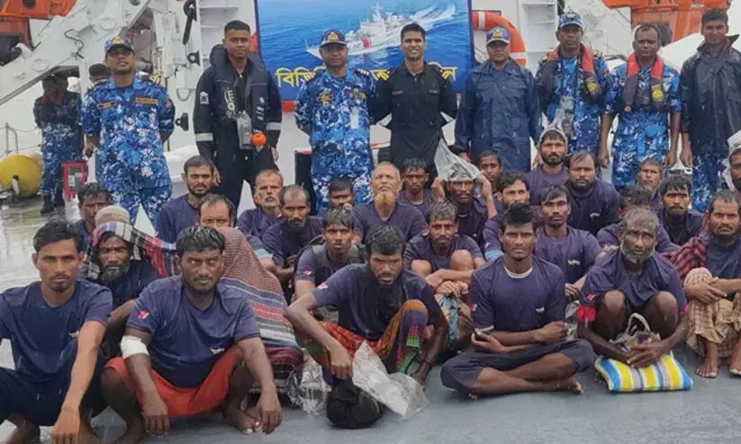 Indian Coast Guard Hands Over 32 Rescued Fishermen To Bangladesh