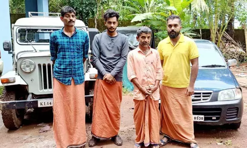 കാട്ടുപന്നികളെ വേട്ടയാടി ഇറച്ചി വിൽപന; നാലംഗ സംഘം പിടിയിൽ