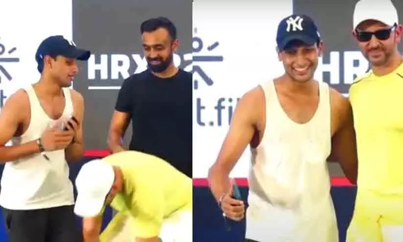 Hrithik Roshan touches his fans feet at an  fitness brand event , Video went  viral