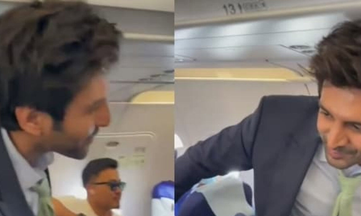 Karthik Aryan’s trip in economy class;  Netizens say he is a humble man Kartik Aaryan gets a big welcome from fans as he travels in economy class flight