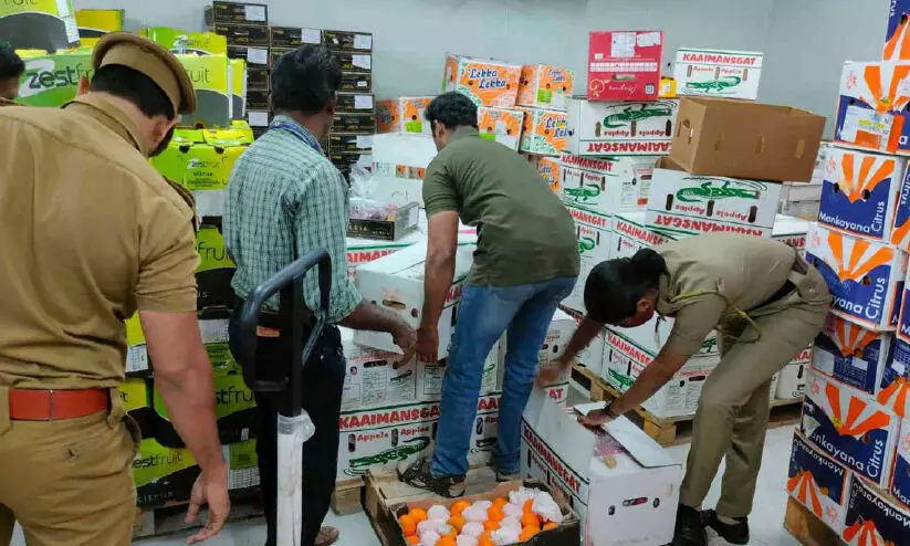 പ​ഴം ഇ​റ​ക്കു​മ​തി​യു​ടെ മ​റ​വി​ൽ ല​ഹ​രി വ​സ്തു​ക്ക​ൾ ക​ട​ത്തി​യ കേ​സി​ൽ എക്സൈസ് പരിശോധന