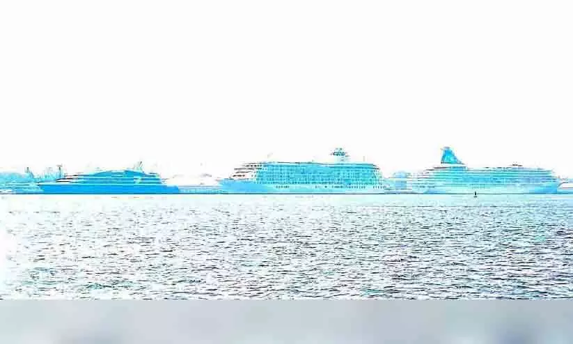 Cruise ships at the Kochi port