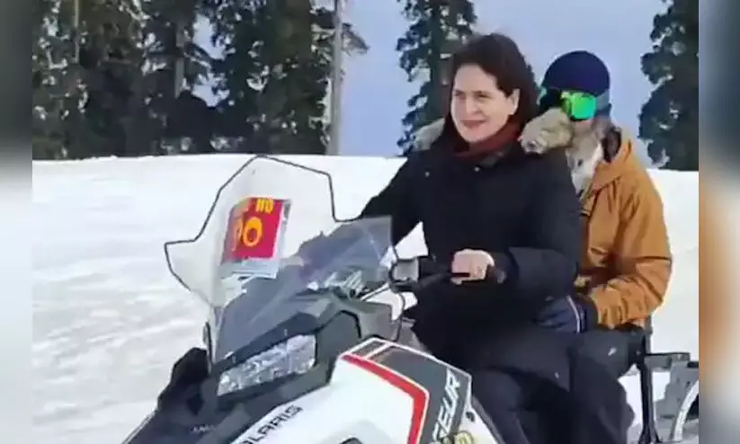 The sight of Rahul Gandhi and Priyanka Gandhi driving a snowmobile has gone viral