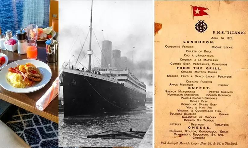 Titanic food menus show what three classes of passengers