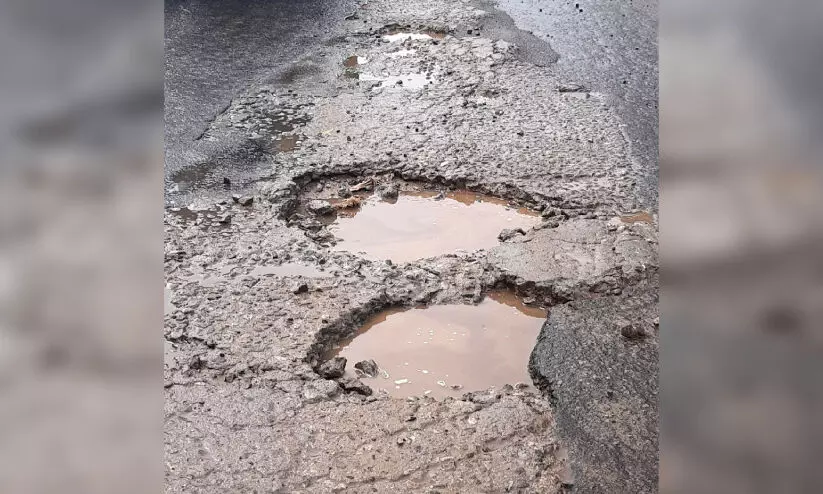 potholes on the road