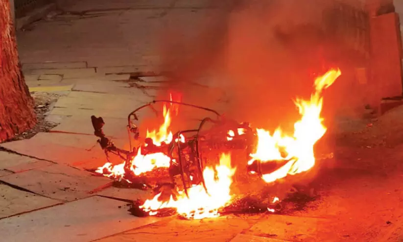 electric scooter burnt