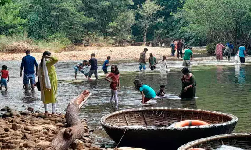 അടവിയിൽ കൊട്ടവഞ്ചിയിൽ കയറാൻ   സഞ്ചാരികളുടെ വൻ തിരക്ക്