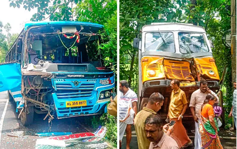 പാർസല്‍ ലോറി ബസിലേക്ക് ഇടിച്ചുകയറി; പത്തോളംപേർക്ക് പരിക്ക്