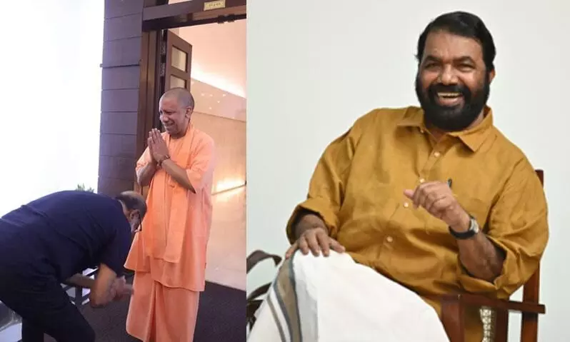 minister V sivankutty Trolled  Rajinikanth touches Up Cm  yogi adityanaths feet