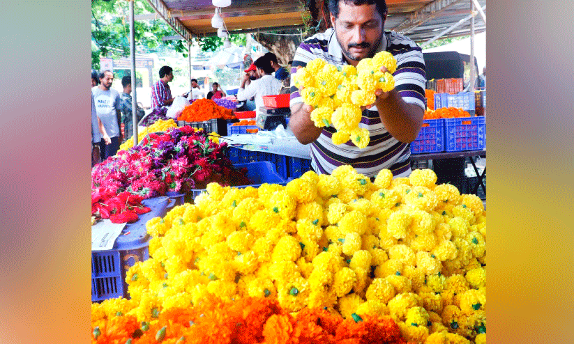 ഓ​ണം ക​ള​റാ​ക്കി പൂ​വി​പ​ണി