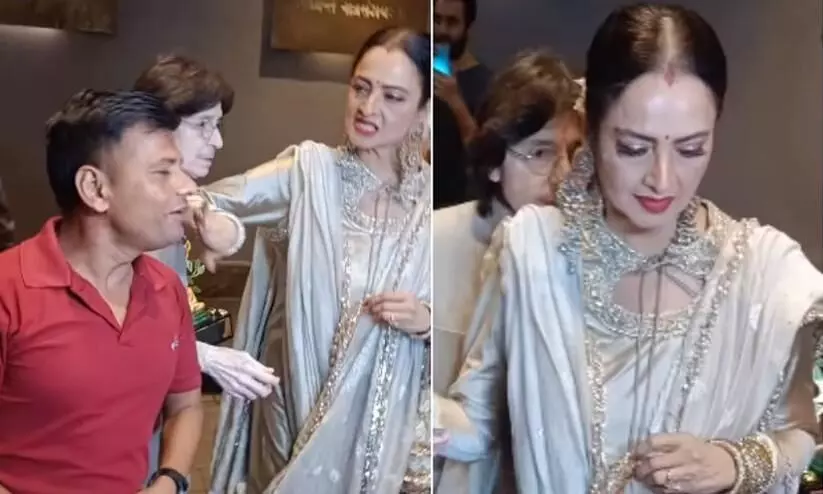 Rekha playfully slaps fan outside Mumbai awards show; watch