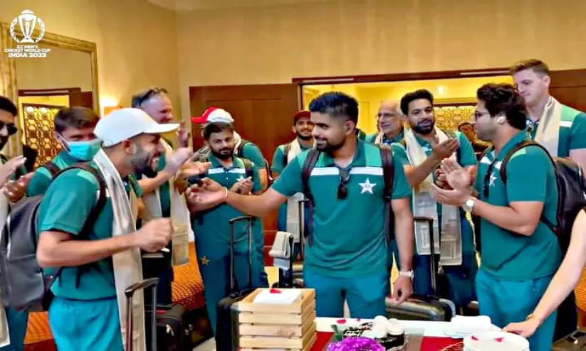 Pakistan cricket captain at hotel in Bangalore Babar Azam cuts the birthday cake