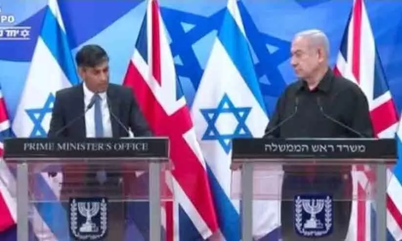 UK Prime Minister Rishi Sunak, Israeli Prime Minister Benjamin Netanyahu