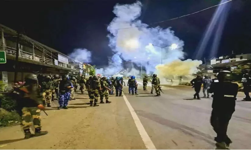 Manipur Mob tries to gherao police complex near CM office in Imphal cops open fires in air