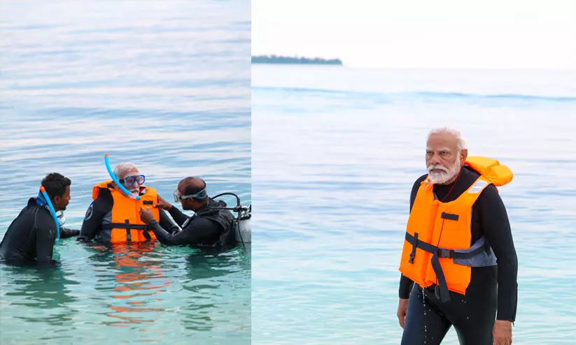 ലക്ഷദ്വീപിൽ സ്നോർക്കലിങ് ചെയ്യുന്ന ​ചിത്രങ്ങൾ പങ്കുവെച്ച് നരേന്ദ്ര മോദി