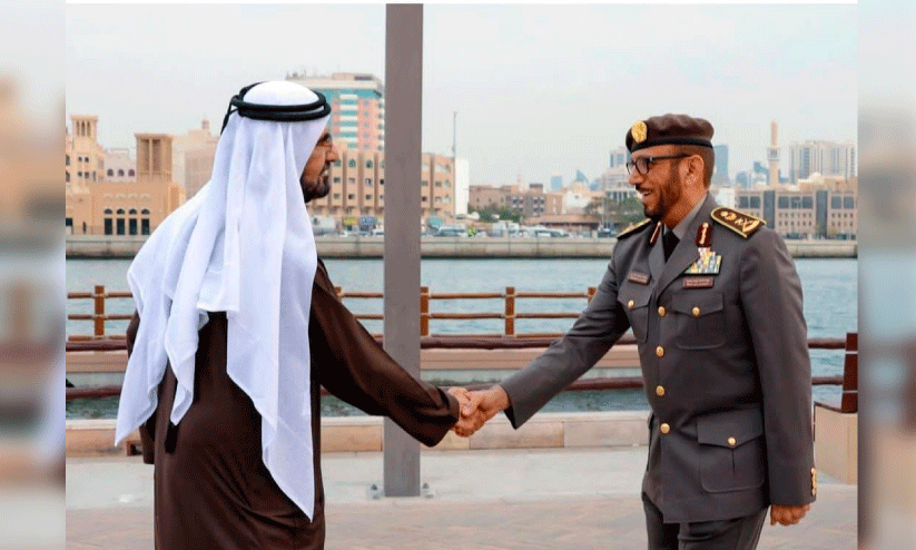 Sheikh Muhammed bin Rashid Al Makthoom appreciates left. general Muhammed Ahammed Al Mari