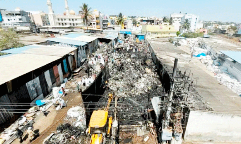 plastic waste disposal caught fire