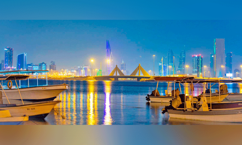 buildings of bahrain in blue color
