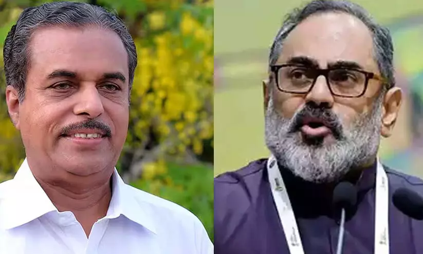 രാജീവ് ചന്ദ്രശേഖരന്‍ തുടര്‍ച്ചയായി തെരഞ്ഞെടുപ്പ് പെരുമാറ്റ ചട്ടം ലംഘിക്കുന്നുവെന്ന് എം. വിജയകുമാർ