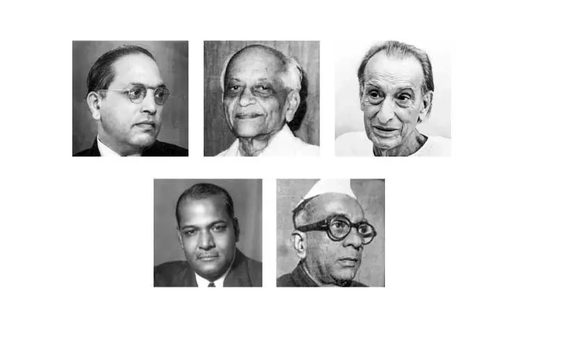 B.R. Ambedkar, S.A. Danke, Acharya Kripalini, Ramnath Goenka, K. santhanam