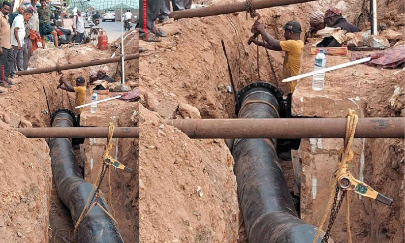 The process of laying the drinking water pipe across the national highway has started