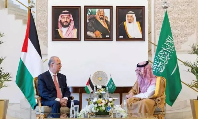 Saudi foreign minister and palestine prime minister meeting