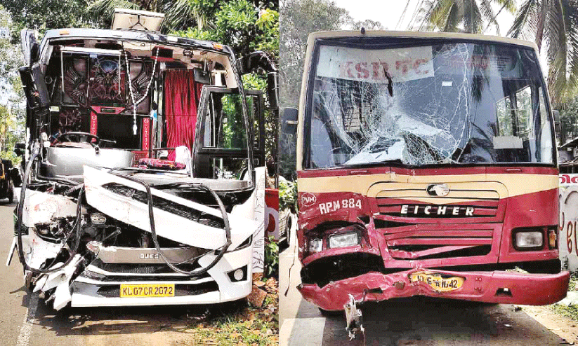 17 injured in KSRTC bus and tourist bus collision