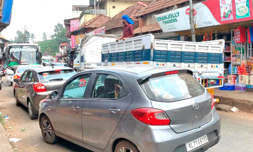 Traffic jams are a common sight in Meppadi town.