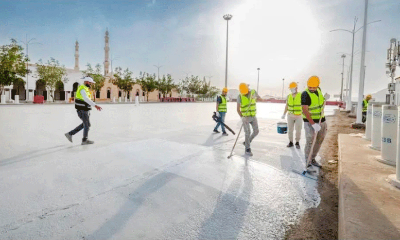 Painting on roads to reduce heat