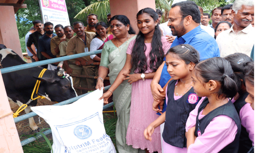 പശുവിനെ സമ്മാനിച്ച് മന്ത്രിമാർ; നൊമ്പരം മറന്ന് കൃഷ്ണപ്രിയ