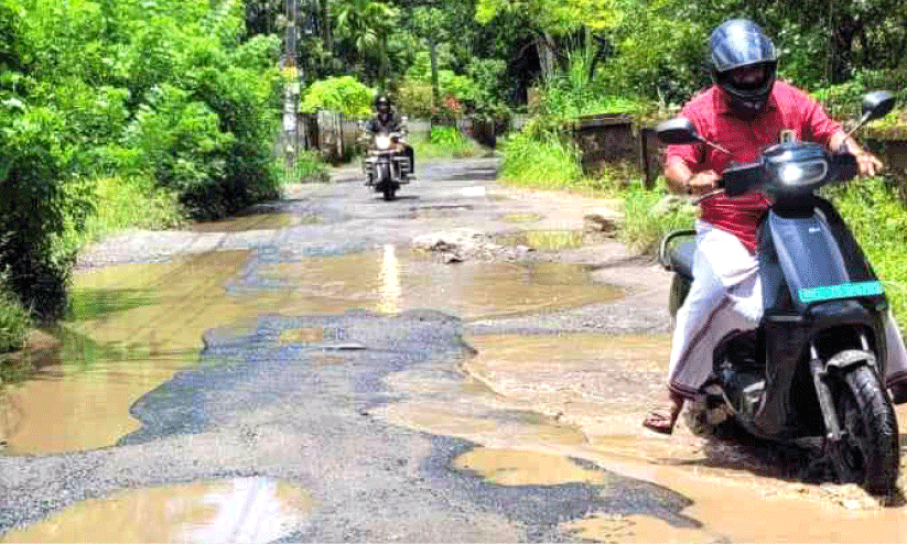 റോ​ഡി​ലെ കു​ഴി​യി​ൽ വീ​ണ് വീട്ടമ്മക്കും മ​രു​മ​ക​ൾ​ക്കും പ​രി​ക്ക്