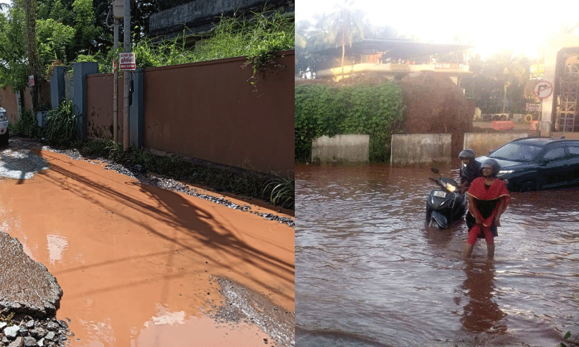 കു​ടി​വെ​ള്ള പൈ​പ്പു​ക​ൾ പൊ​ട്ടി ന​ഗ​ര​ത്തി​ൽ ച​ളി​യും വെ​ള്ള​ക്കെ​ട്ടും