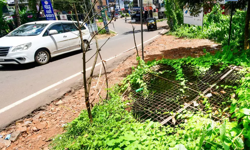 Public well without safety handrail