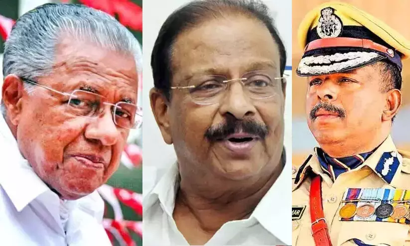 K Sudhakaran, ADGP Ajith Kumar, Pinarayi Vijayan